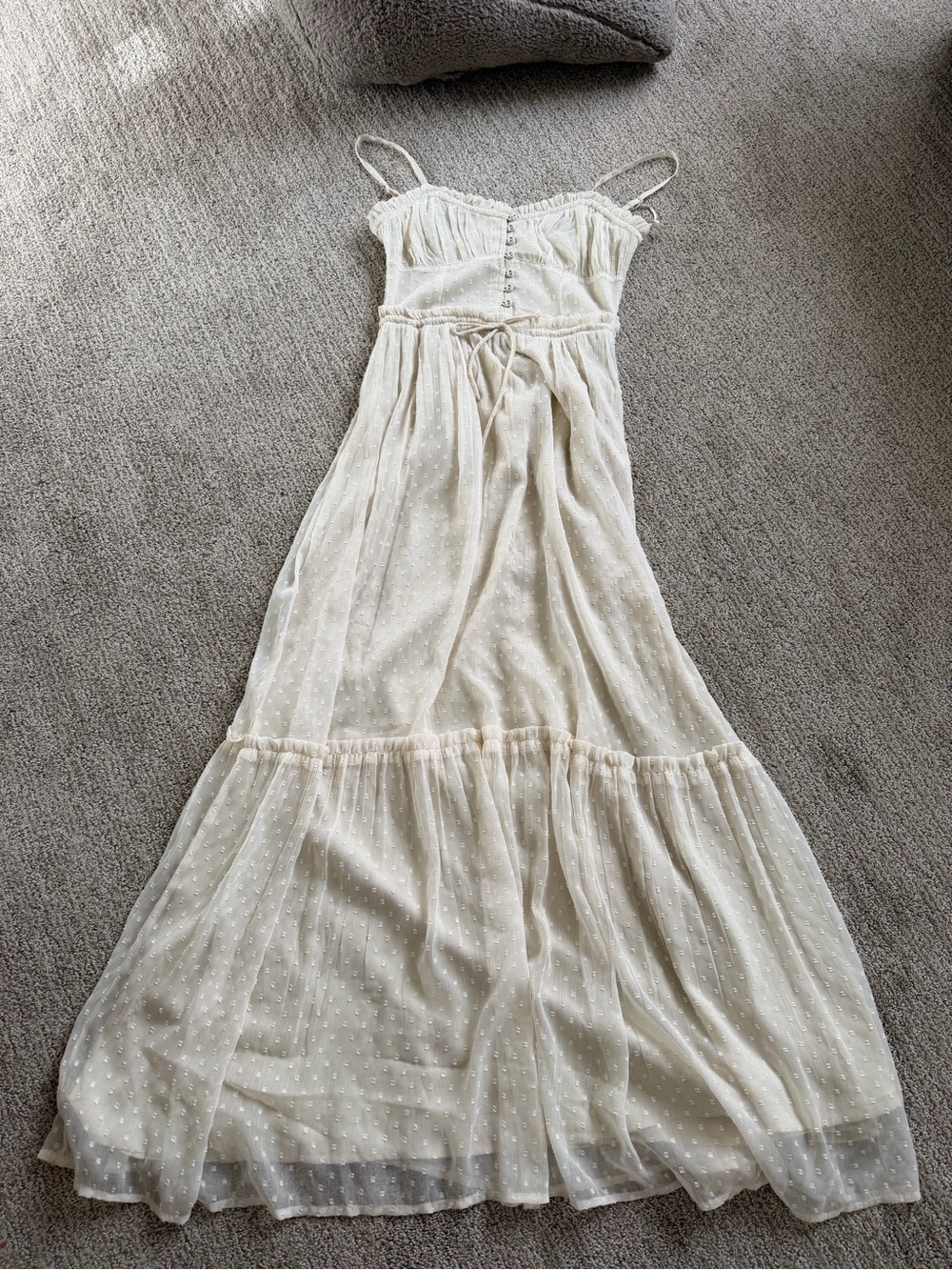 Patrons of Peace Cream Swiss Dot Maxi Dress with Spaghetti Straps - Picture 1 of 4